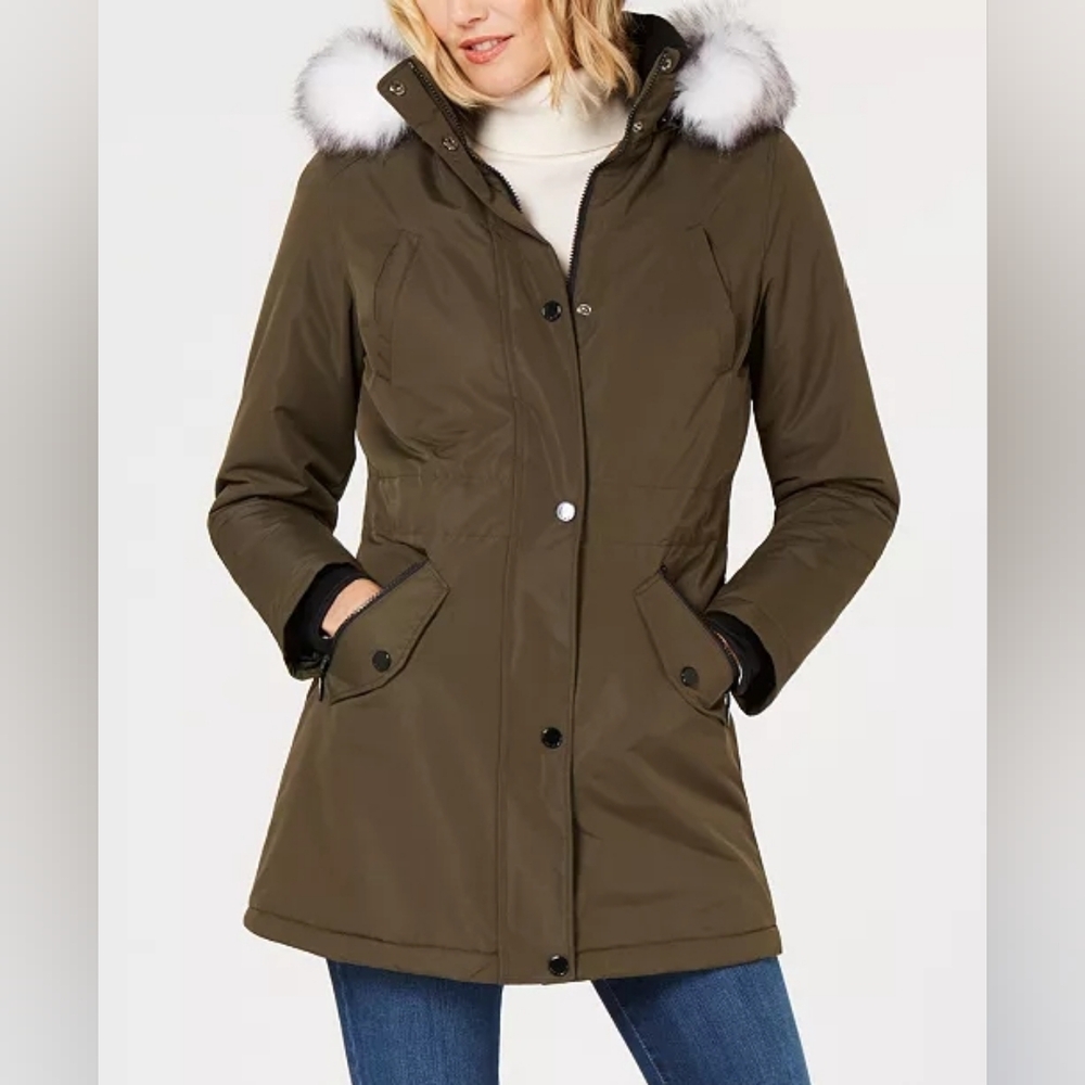 Halifax HFX Hooded Faux-Fur-Trim Parka - Olive Green - XL